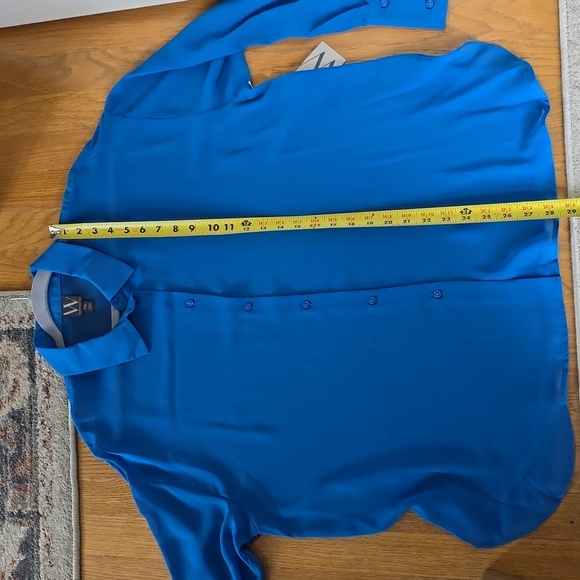 WORTHINGTON WOMENS PETITE FRONT BUTTON LONG SLEEVE BLUE BLOUSE SIZE PETITE XL - Picture 11 of 14